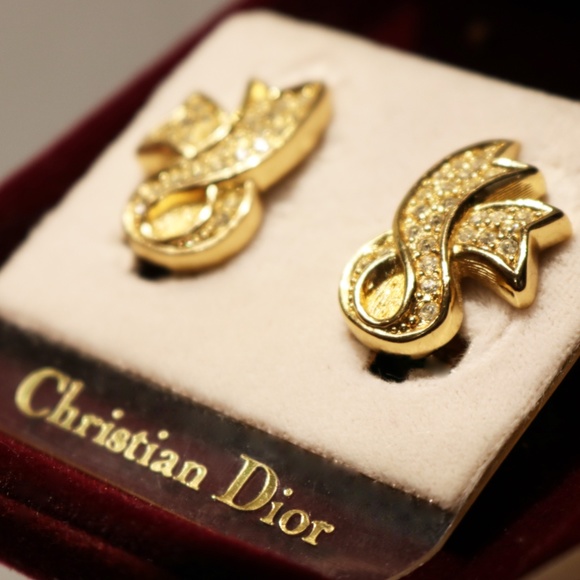 Vintage Christian Dior Crystal Encrusted Earrings - Picture 15 of 16